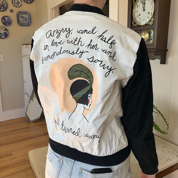 Brandy Melville Jackets & Blazers - MAKE AN OFFER- hand painted bomber jacket